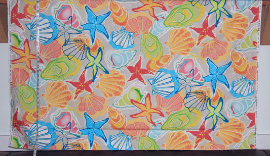 Tropical seashell fabric: 1 Yard Remnant