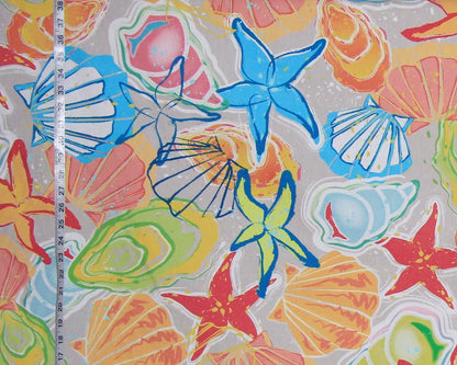 Tropical seashell fabric: 1 Yard Remnant