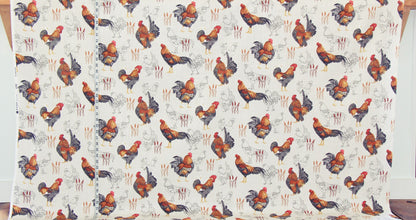 Rooster toile fabric