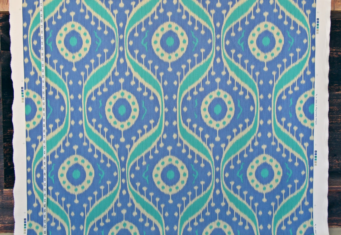 Clarence House Fabric - Tribal Aqua, Blue, Purple, Ikat, Linen, Tagore