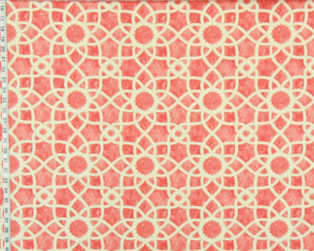 Orange lattice scroll fabric trellis tile watercolor : 60" Remnant