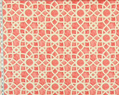Orange lattice scroll fabric trellis tile watercolor : 60" Remnant