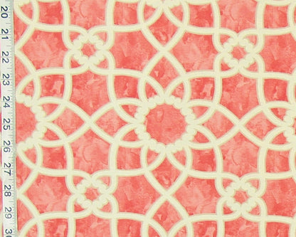 Orange lattice scroll fabric trellis tile watercolor : 60" Remnant