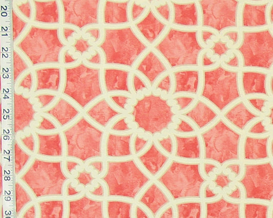 Orange lattice scroll fabric trellis tile watercolor : 60" Remnant