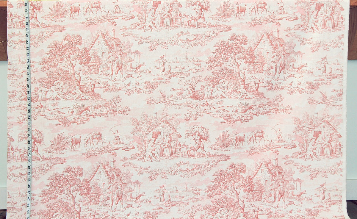 Pink toile de Jouy fabric French country