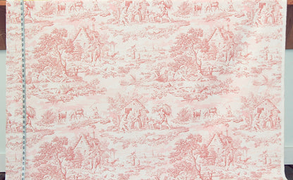 Pink toile de Jouy fabric French country