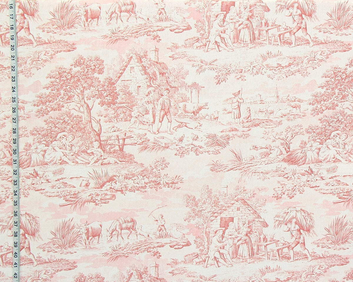 Pink toile de Jouy fabric French country