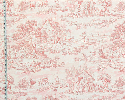 Pink toile de Jouy fabric French country