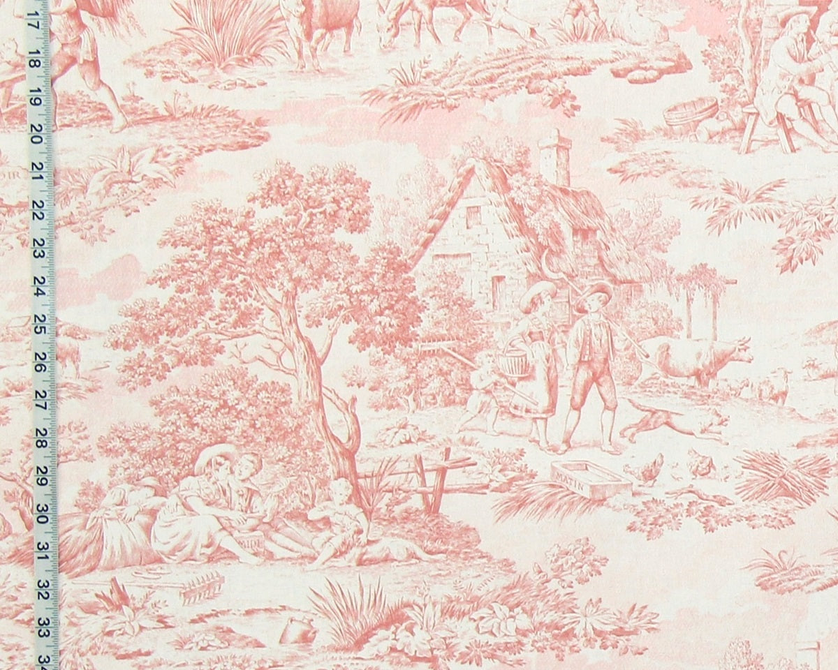 Pink toile de Jouy fabric French country