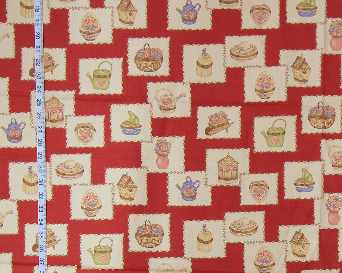 Suburban Petit Jardin enamelled trinket box fabric red