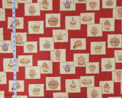 Suburban Petit Jardin enamelled trinket box fabric red