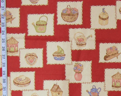Suburban Petit Jardin enamelled trinket box fabric red