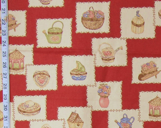 Suburban Petit Jardin enamelled trinket box fabric red