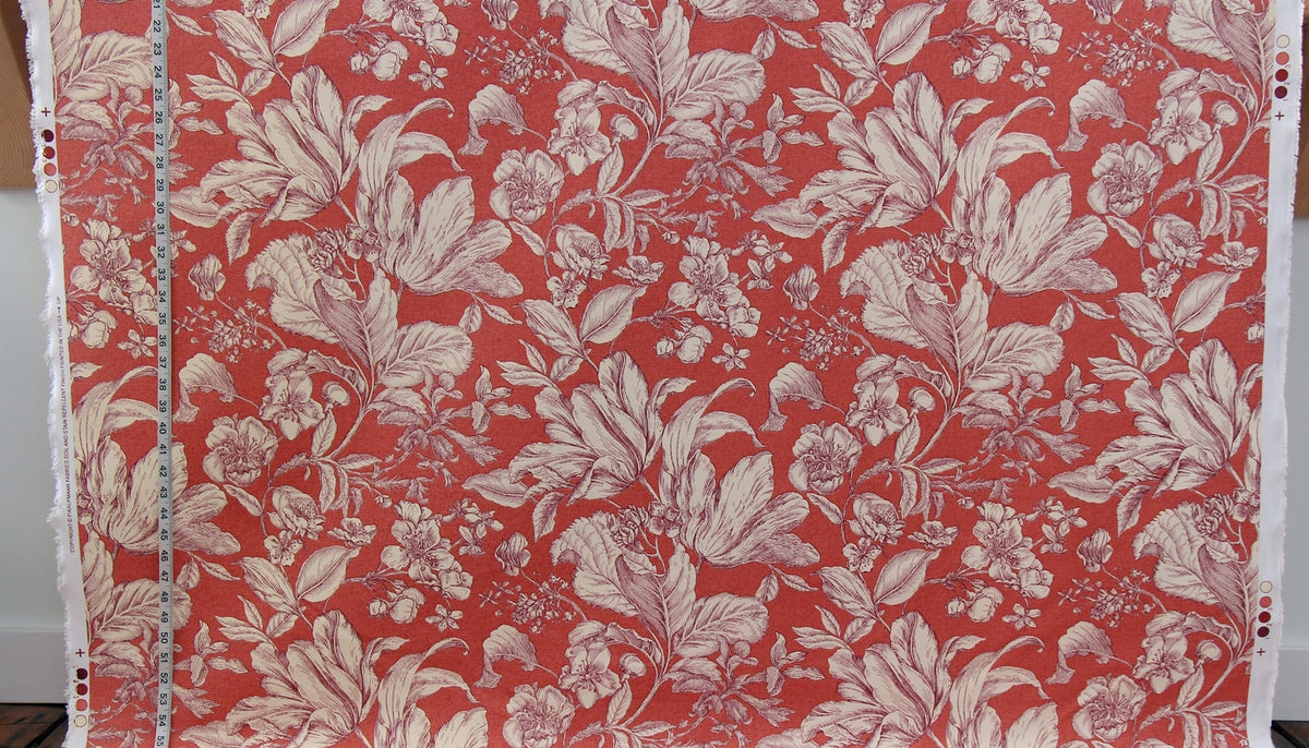 Purple tulip salmon rose toile fabric