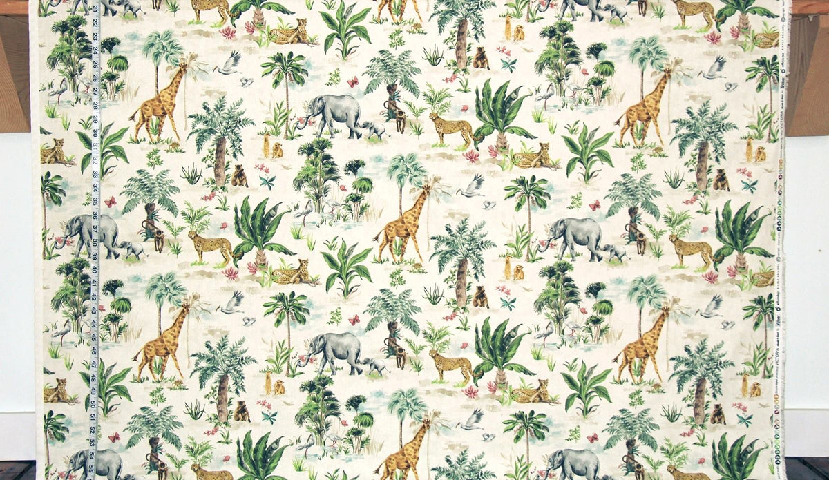 African animal fabric giraffe elephant cheetah monkey meerkat