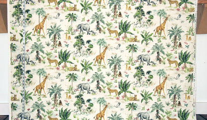 African animal fabric giraffe elephant cheetah monkey meerkat