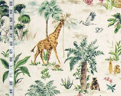 African animal fabric giraffe elephant cheetah monkey meerkat