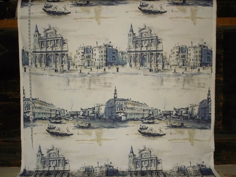 Venice Fabric Antique Italian Painting Blue