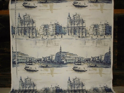 Venice Fabric Antique Italian Painting Blue