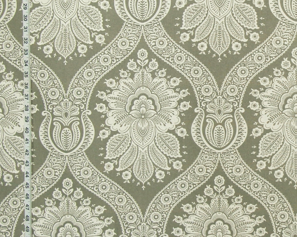 Grey Colonial Floral Toile Fabric Modern