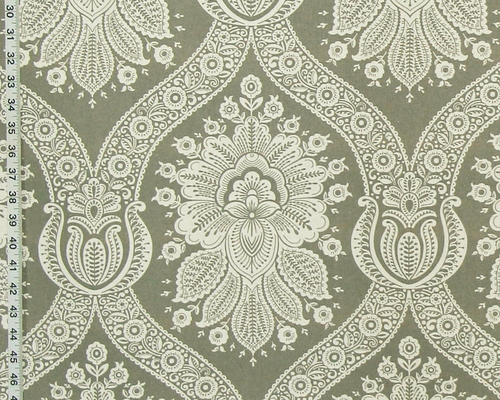 Grey Colonial Floral Toile Fabric Modern
