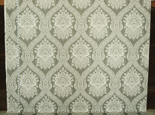 Grey Colonial Floral Toile Fabric Modern