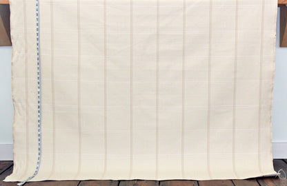 Taupe grey tan windowpane plaid upholstery fabric Remnant- 36"