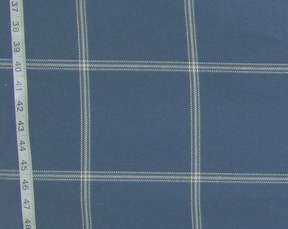 Blue windowpane plaid upholstery fabric Remnant- 36"