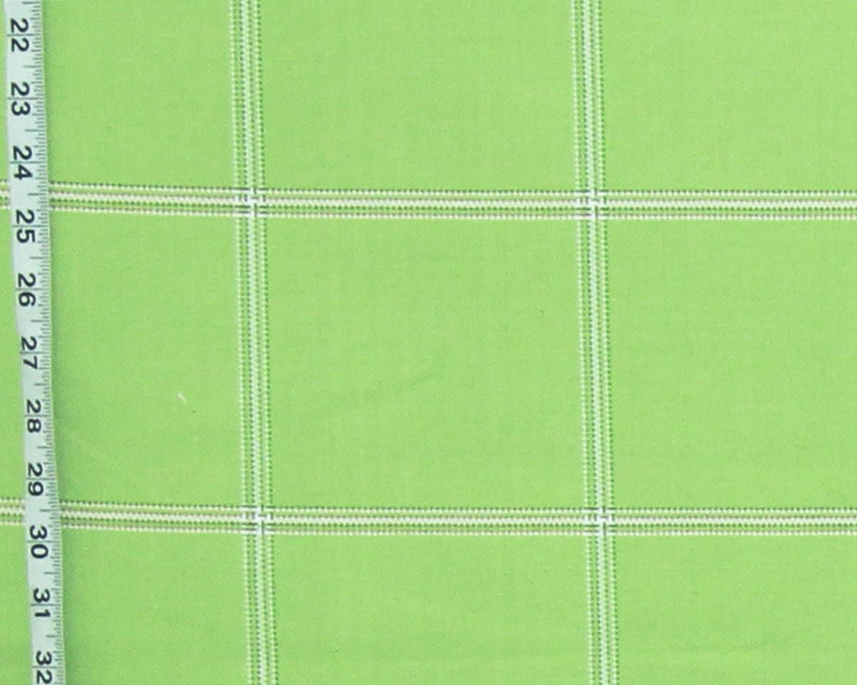 Green  windowpane plaid upholstery fabric Remnant- 36"