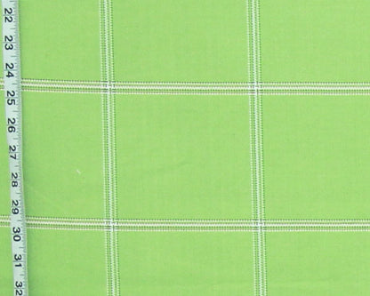 Green  windowpane plaid upholstery fabric Remnant- 36"