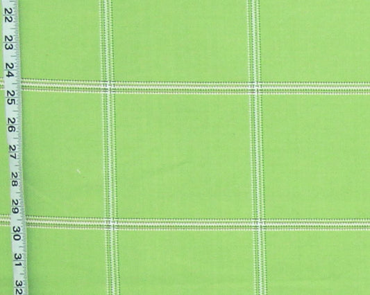 Green  windowpane plaid upholstery fabric Remnant- 36"