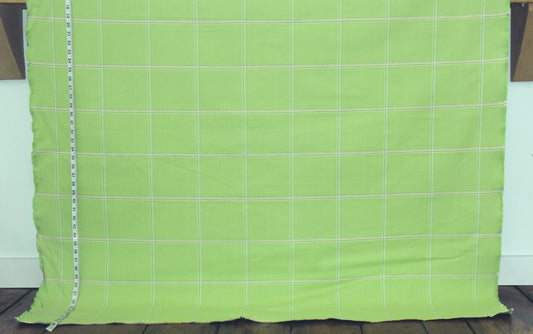 Green  windowpane plaid upholstery fabric Remnant- 36"