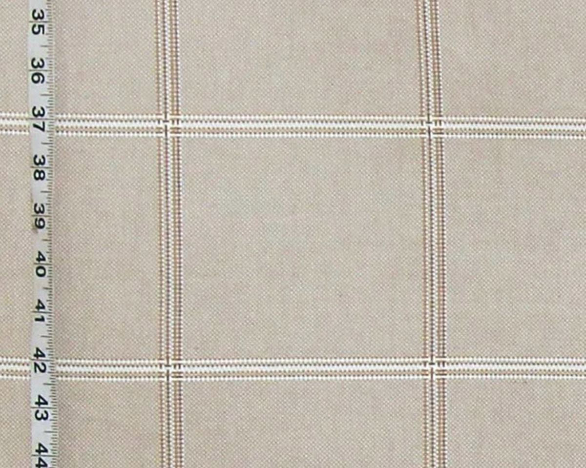 Brown windowpane plaid upholstery fabric Remnant- 36"