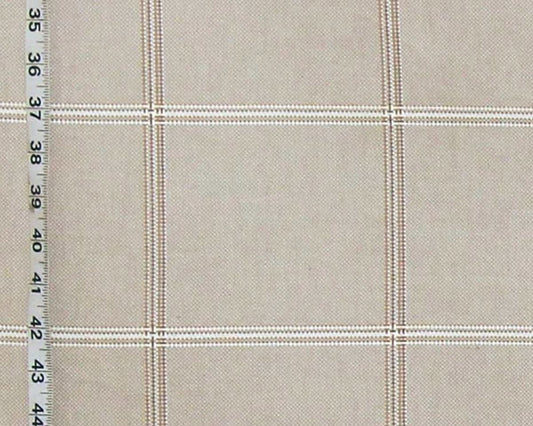 Brown windowpane plaid upholstery fabric Remnant- 36"