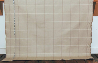 Brown windowpane plaid upholstery fabric Remnant- 36"
