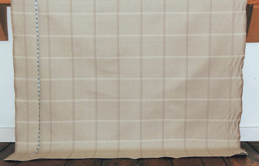 Brown windowpane plaid upholstery fabric Remnant- 36"