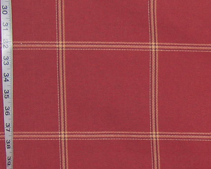 Orange rust windowpane plaid upholstery fabric Remnant- 36"