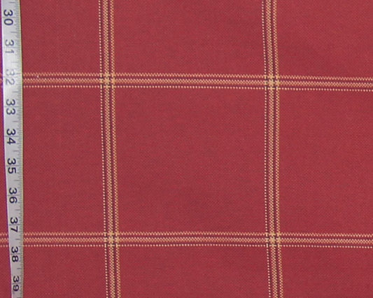 Orange rust windowpane plaid upholstery fabric Remnant- 36"
