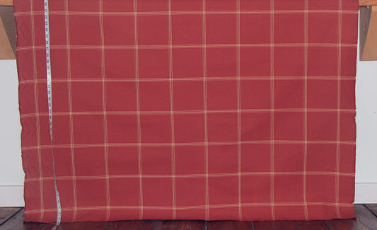 Orange rust windowpane plaid upholstery fabric Remnant- 36"