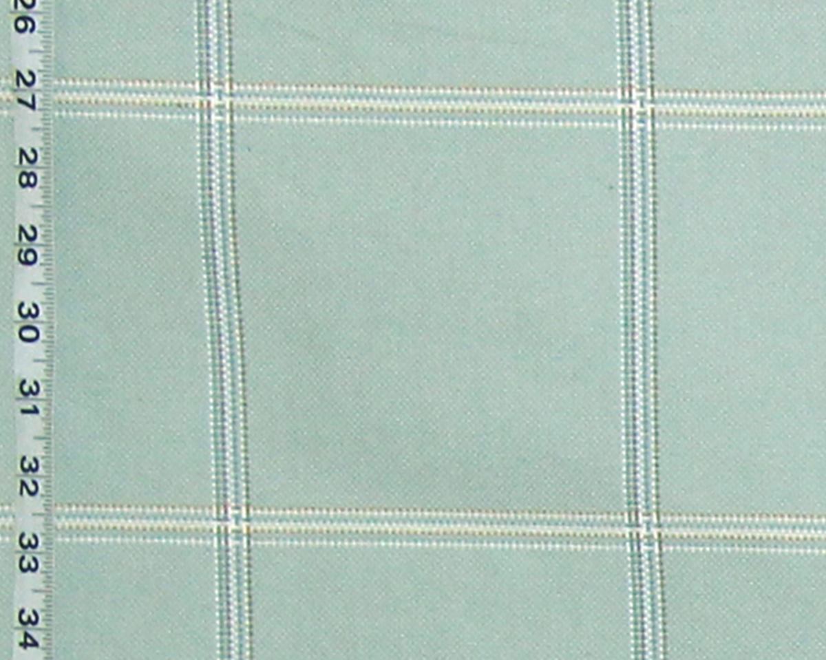 Aqua blue windowpane plaid upholstery fabric Remnant- 36"