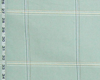Aqua blue windowpane plaid upholstery fabric Remnant- 36"