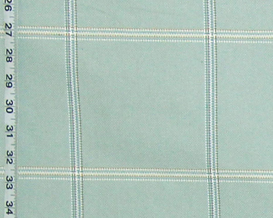 Aqua blue windowpane plaid upholstery fabric Remnant- 36"