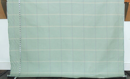 Aqua blue windowpane plaid upholstery fabric Remnant- 36"