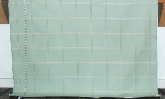 Aqua blue windowpane plaid upholstery fabric Remnant- 36"