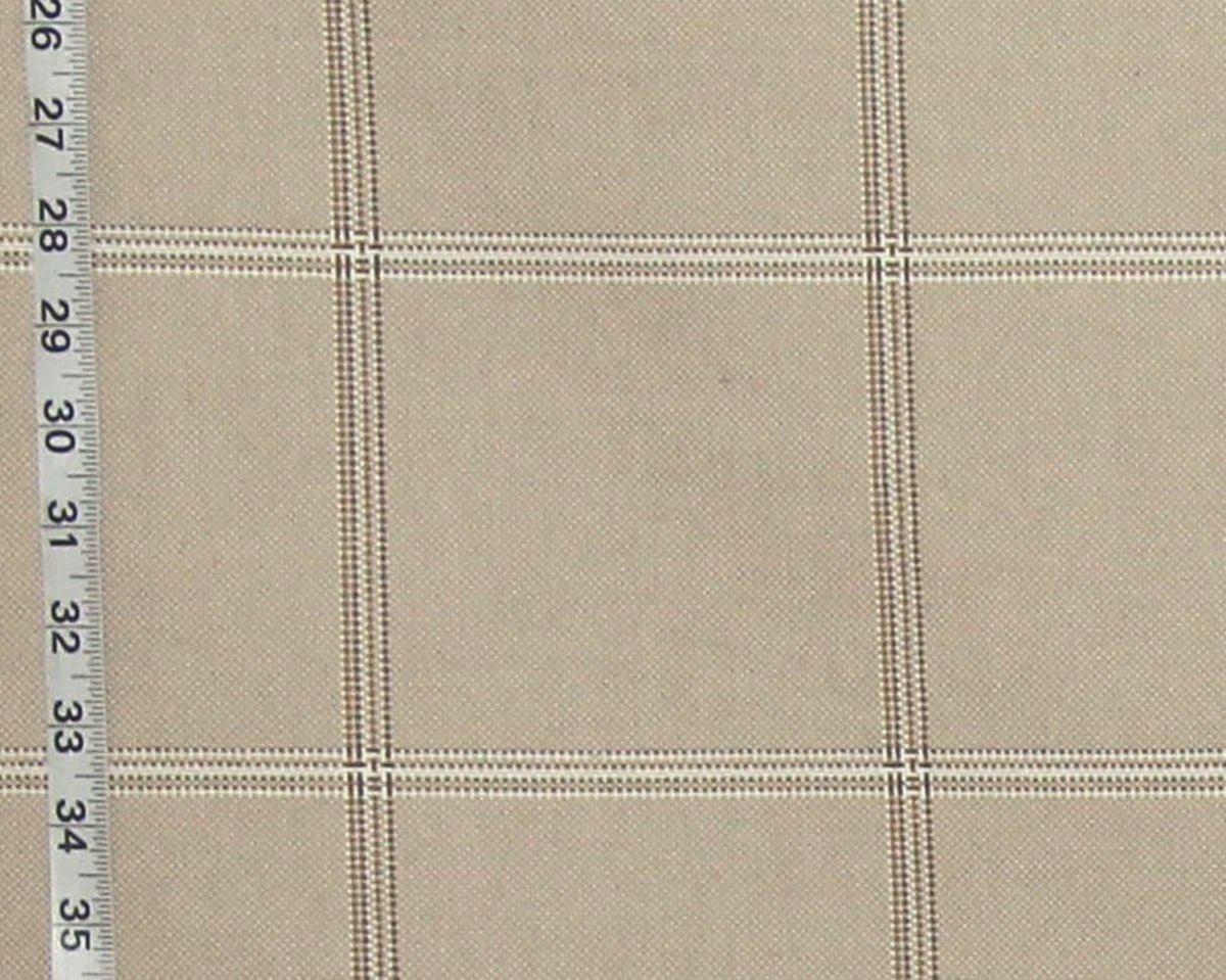 Tan windowpane plaid upholstery fabric Remnant- 36"