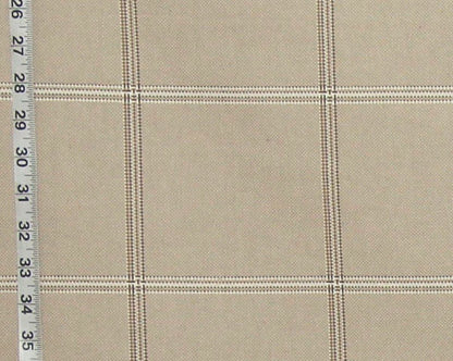Tan windowpane plaid upholstery fabric Remnant- 36"