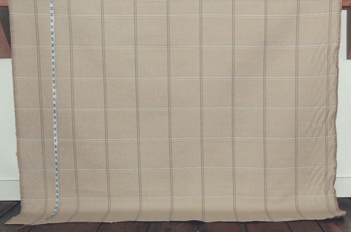Tan windowpane plaid upholstery fabric Remnant- 36"