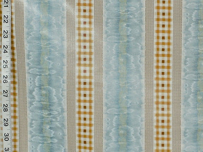 Blue Plaid Chintz Fabric Vintage Clarence House Victoria Stripe - 5 1/2 yd Remnant