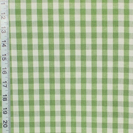 Green checked fabric small gingham Kiwi