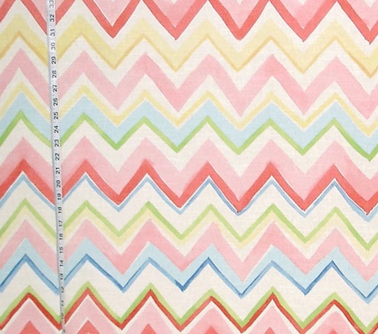 Chevron Fabric Zig-zag Watercolor Stripe Pink Blue Green